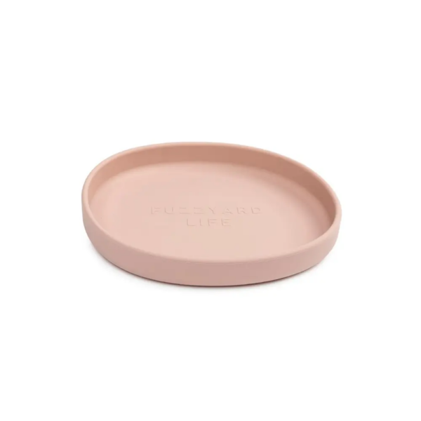 Pink eating bowl for cats.